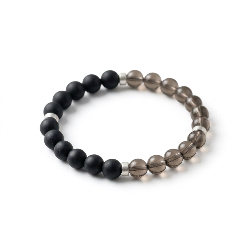 Quiet Balance Black & Smoke Beaded Bracelet