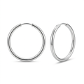 Everyday Silver-Tone Hoop Earrings — Minimalist 25mm Pair