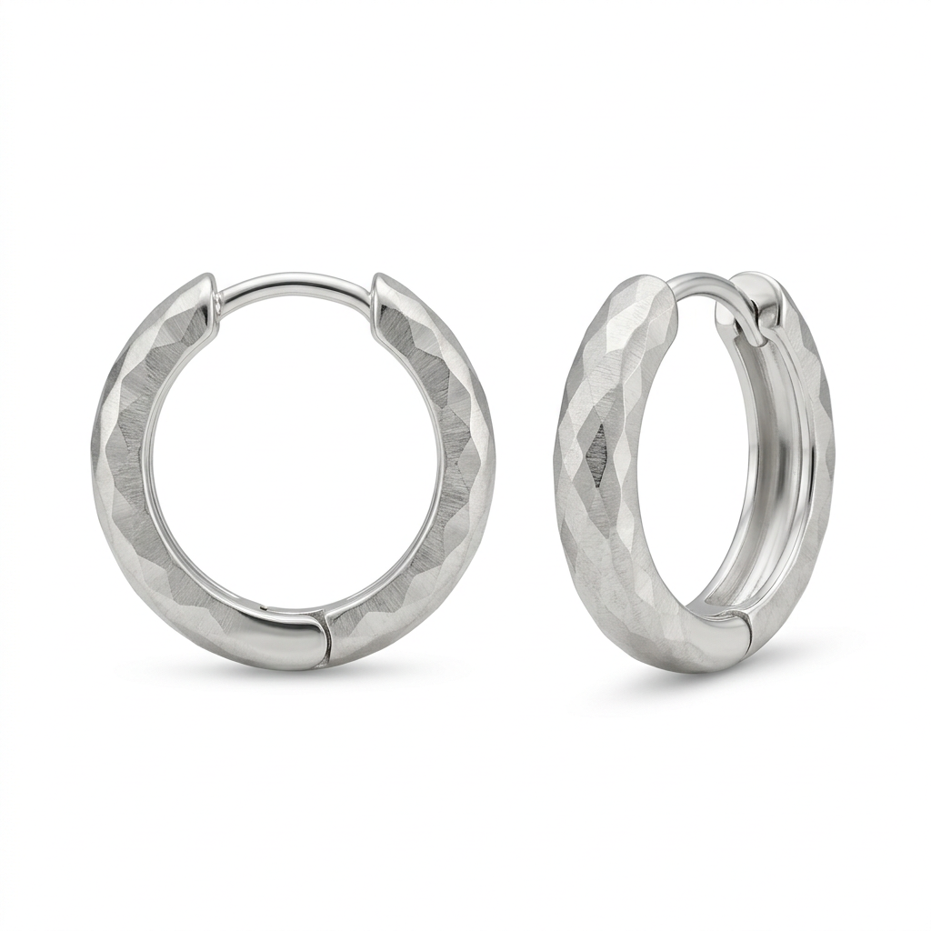 Faceted Silver-Tone Hoop Earrings | Petite 15mm Pair