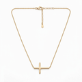 Quiet Faith Gold-Tone Sideways Cross Necklace