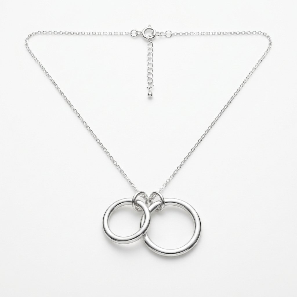Always Connected Silver-Tone Double-Circle Sisterhood Necklace