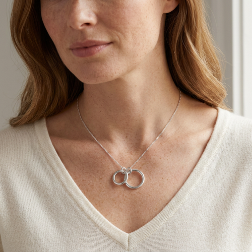 Always Connected Silver-Tone Double-Circle Sisterhood Necklace
