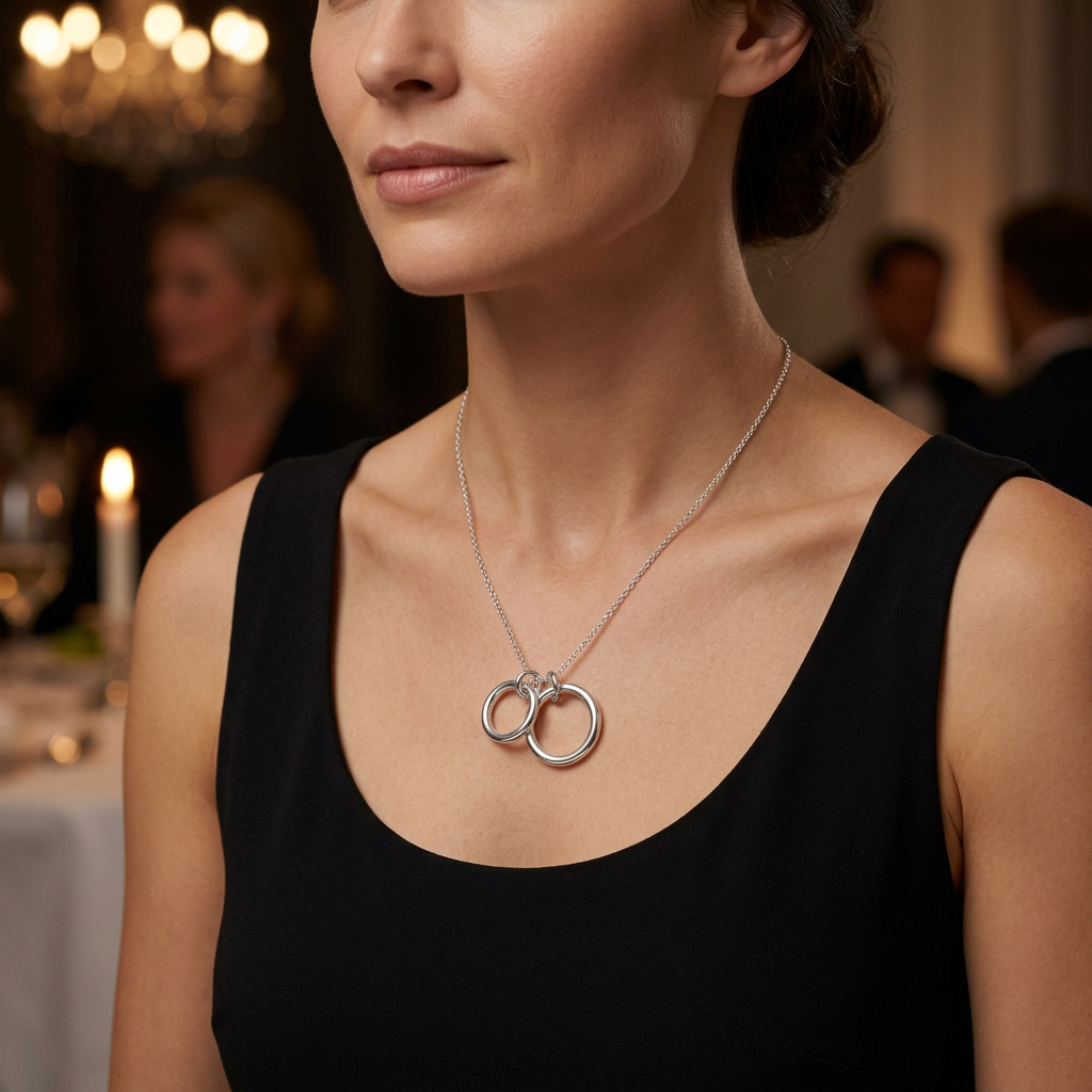 Always Connected Silver-Tone Double-Circle Sisterhood Necklace