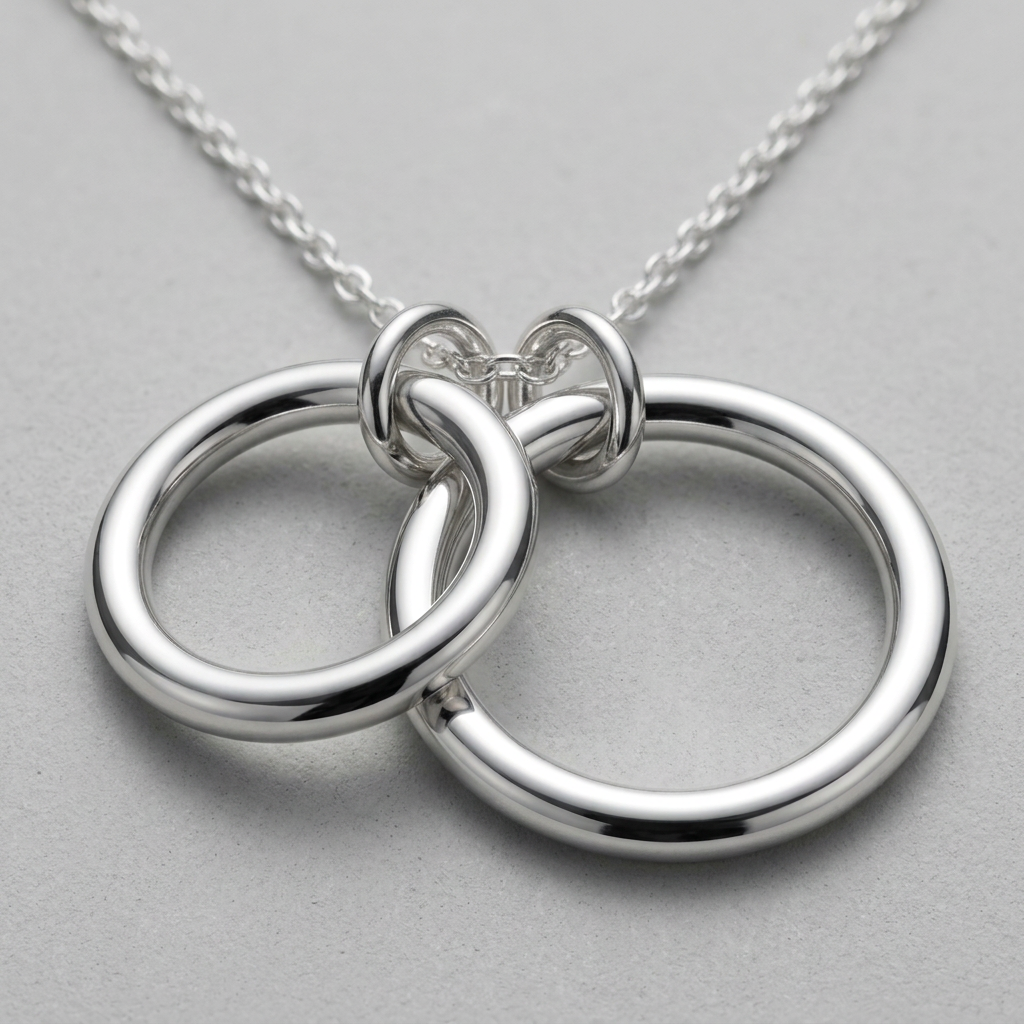 Always Connected Silver-Tone Double-Circle Sisterhood Necklace