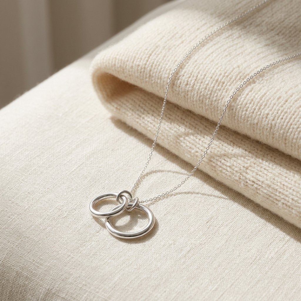 Always Connected Silver-Tone Double-Circle Sisterhood Necklace