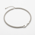 Slender Silver-Tone Bracelet | 3mm Rectangular-Link Chain