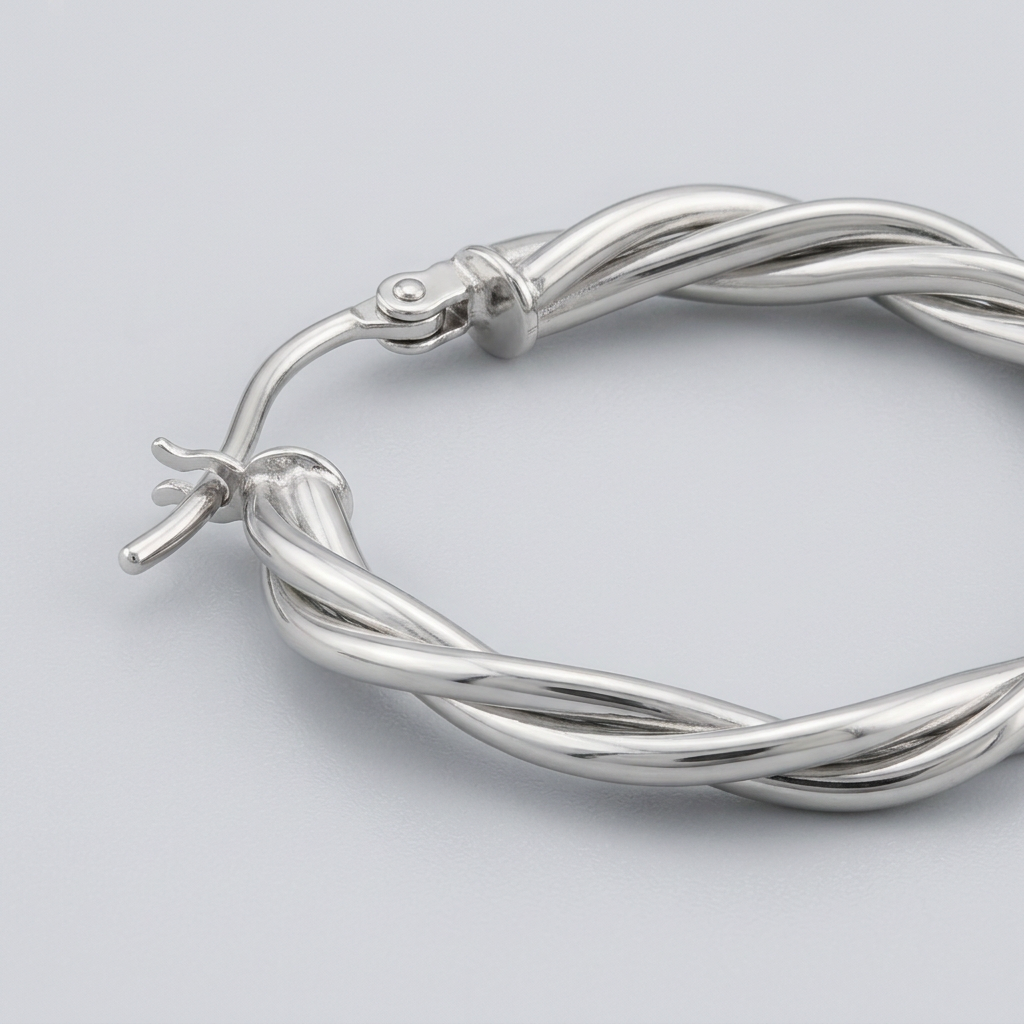 Twisted Silver-Tone Hoop Earrings | 35mm Pair